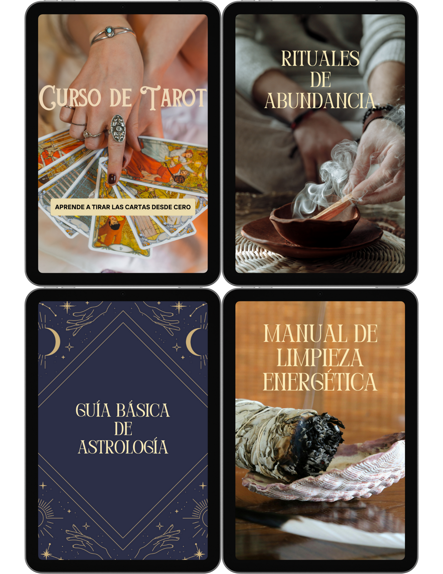 Kit Holístico: Manual de Limpieza Energética, Curso completo de Tarot, Guía de Astrología y Rituales de Abundancia