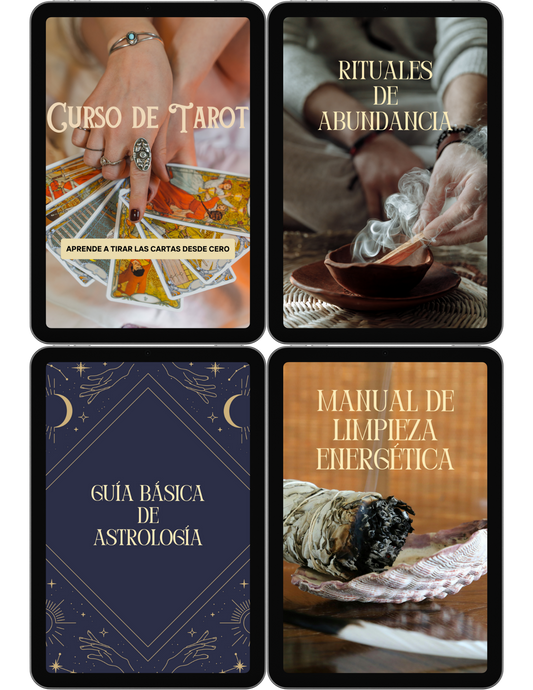 Kit Holístico: Manual de Limpieza Energética, Curso completo de Tarot, Guía de Astrología y Rituales de Abundancia